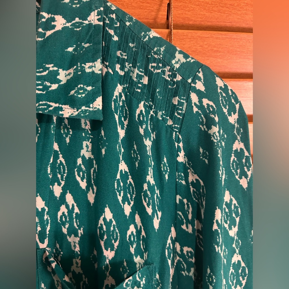 🔥 Gorgeous New Directions Teal and White Long Blouse size XL - Picture 3 of 12